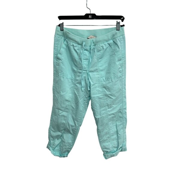 Talbots Petite Womens Turquoise Cropped Pants Size 6P Adjustable Hem Coastal - Picture 1 of 11